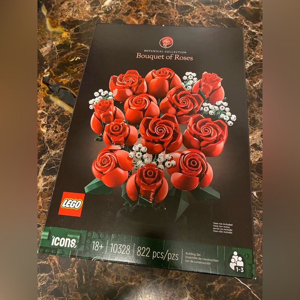 Lego roses with rose light kit and Lego flower vase
